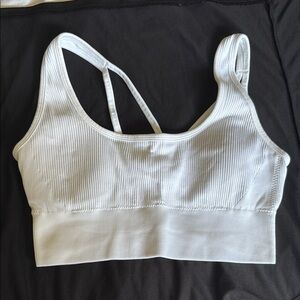 Aerie White Ribbed Sports Bra